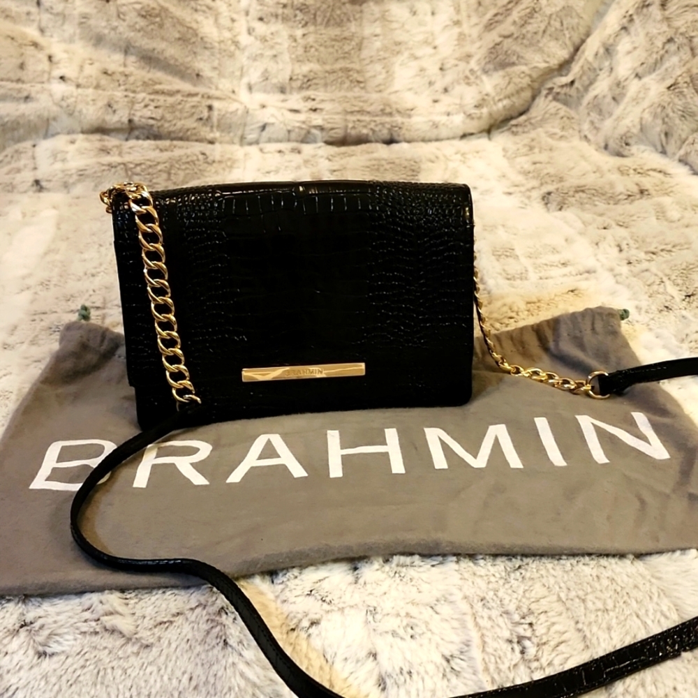 Brahmin Black Melbourne Chain Strap Shoulder Bag